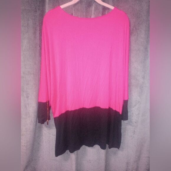 Calvin Klein Pink & Black Colorblock Zip Dolman Sleeve Tunic Top Size XXL P2P 27 - Picture 8 of 10